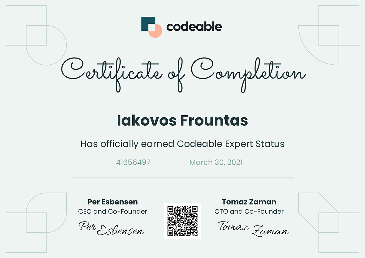 Iakovos Frountas Codeable Certificate